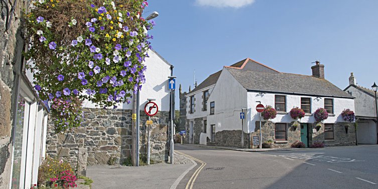 Hanging baskets around the village