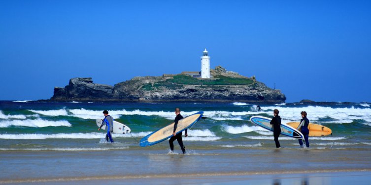 Surfers at Gwithian